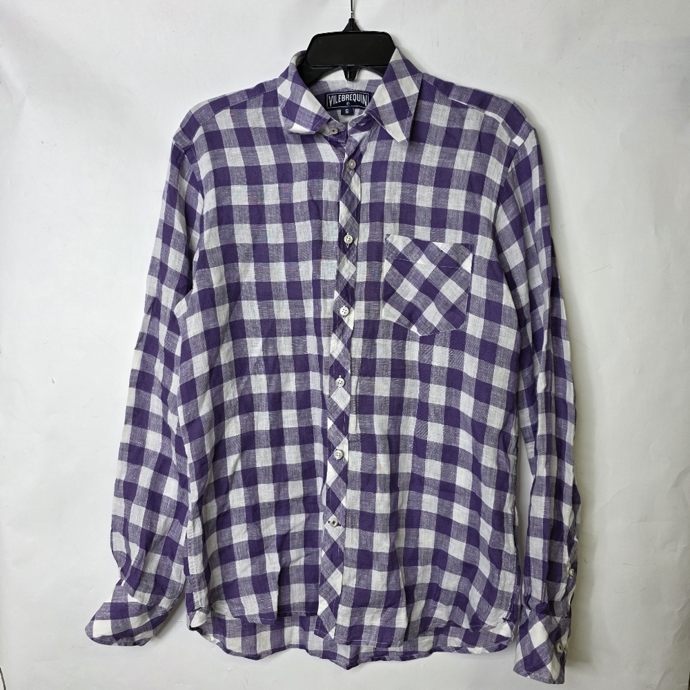 Vilebrequin linen Gingham buttondown long sleeves shirt